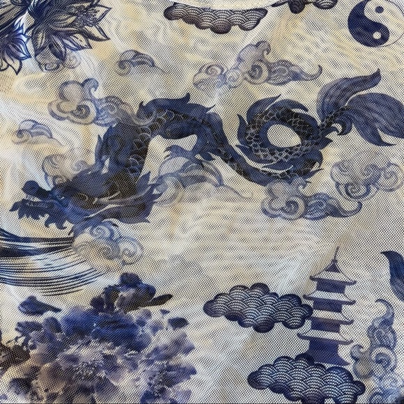 New without tags 90s inspired Asian sheer bodysuit - Picture 3 of 6